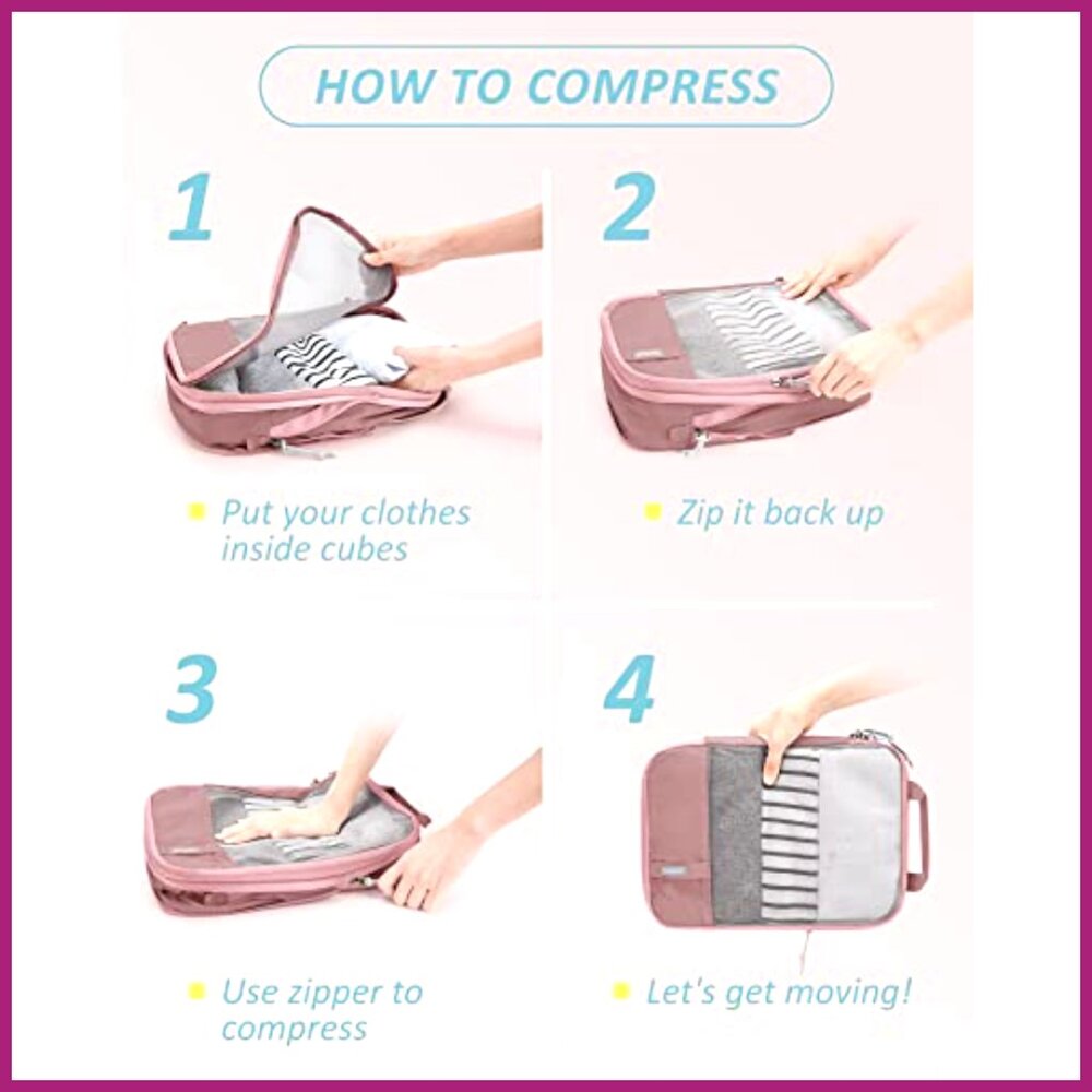 Polyester Compression Packing Cubes Set Of 6, Tra… - image 6